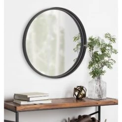 22" Armenta Round Wall Mirror Gray - Kate & Laurel All Things Decor -Decor Haven Shop GUEST bb0cdd5e e724 44d4 98aa 4acd3024ede8