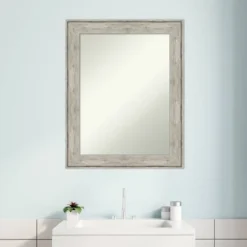 23" X 29" Non-Beveled Crackled Bathroom Wall Mirror Metallic Silver - Amanti Art -Decor Haven Shop GUEST bfe2dcd4 a6f9 4d12 b52a 72544f34b2a8