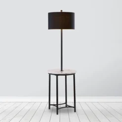 61.5" Amelia Modern Floor Lamp With Table And Built-In USB Matte Black/White Marble - Teamson Home -Decor Haven Shop GUEST c058a59c 3b95 4a94 a50d efcb8cdf43ca