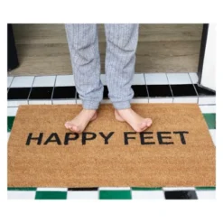 1'6"x2'6" 'Happy Feet' Woven Door Mat Natural/Black - Novogratz By Momeni -Decor Haven Shop GUEST c1069500 699e 48a2 b977 cabe1345ab5a