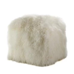 Saro Lifestyle Real Mongolian 100% Wool Lamb Fur Pouf Ottoman Square -Decor Haven Shop GUEST c2642651 b146 411a 9acf 898c14ef08dc