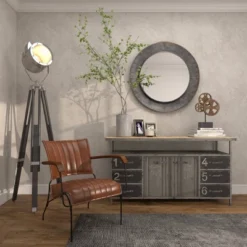 Industrial Metal Wall Mirror Gray - Olivia & May -Decor Haven Shop GUEST c2718f71 526a 4bce 94b0 6baf04dd43ba