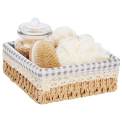 Farmlyn Creek Set Of 3 Rectangular Wicker Baskets For Organizing With Removable Fabric Liners, Rectangular Home Storage Bins For Pantry Items, 3 Sizes -Decor Haven Shop GUEST c514bc22 ed34 4bbb 8bfc f6d42243a120