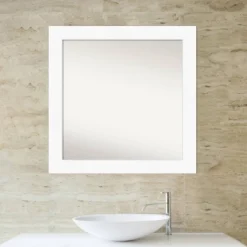 32" X 32" Non-Beveled Cabinet Bathroom Wall Mirror White - Amanti Art -Decor Haven Shop GUEST c67b3db0 d07e 4315 818a 3f666896b246