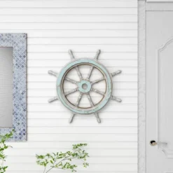 Wood Sail Boat Ship Wheel Wall Decor With Distressing Blue - Olivia & May -Decor Haven Shop GUEST c87de00d 5f5b 41c8 acc3 eda79e1e802c