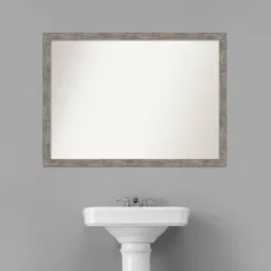 41" X 30" Non-Beveled Marred Wood Bathroom Wall Mirror Pewter - Amanti Art -Decor Haven Shop GUEST c8b7c9d1 eca9 4e21 ae04 75198abf9c32