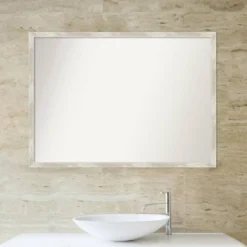 40" X 29" Non-Beveled Crackled Narrow Bathroom Wall Mirror Metallic Silver - Amanti Art -Decor Haven Shop GUEST c8efcf81 b6b0 490d be4a f8d16da63f38