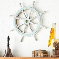 Wood Sail Boat Ship Wheel Wall Decor With Distressing Blue - Olivia & May -Decor Haven Shop GUEST c9e9c3ab 883a 4caa b8a5 32c8fb12bcae