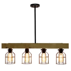 4-Light Wood Beam Pendant Brown - Lalia Home -Decor Haven Shop GUEST ca1aae91 a594 49c3 8ca7 459fda67d281