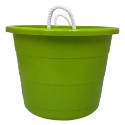 Homz 17 Gallon Indoor Outdoor Storage Bucket W/Rope Handles For Sports Equipment, Party Cooler, Gardening, Toys And Laundry, Bold Lime Green (2 Pack) -Decor Haven Shop GUEST ca646d04 8377 484b 83d9 c72006de66ed