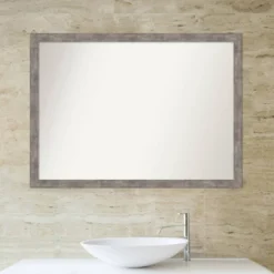 41" X 30" Non-Beveled Marred Wood Bathroom Wall Mirror Pewter - Amanti Art -Decor Haven Shop GUEST caf8a404 5365 4b54 9b5a 06f49b8abd14