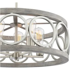 Franklin Iron Works Salima Brushed Nickel Gray Pendant Chandelier 21 1/4" Wide Farmhouse Rustic LED 5-Light Fixture For Dining Room Kitchen Island -Decor Haven Shop GUEST cbe5c618 c633 4179 8c01 2f40faf495d4