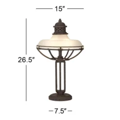 Franklin Iron Works Rustic Industrial Table Lamp 26 1/2" High With USB Dimmer Rust Bronze Haft Dome Glass Shade For Bedroom Living Room House Desk -Decor Haven Shop GUEST cc63de24 7dbe 418d 8499 816a49284172