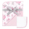 Hudson Baby Infant Girl Cotton Hooded Towel And Washcloth 2pc Set, Pink Floral, One Size -Decor Haven Shop GUEST cead5bd4 946f 4fac ab57 9f6000a8b5c2