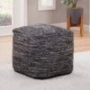 Omari Square Handwoven Pouf Black/Ivory - Steve Silver Co. -Decor Haven Shop GUEST ceca2da8 3d41 4f19 b1eb 3116cb9c6d30