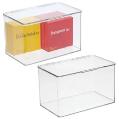 MDesign Plastic Stackable Home Office Supplies Storage Box - 2 Pack, Clear -Decor Haven Shop GUEST cfcb71cc 1a88 4e78 86a1 37b0de0e79aa