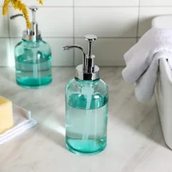 Whole Housewares Clear Glass Lotion And Soap Dispenser Bathroom - 2 Piece - Blue -Decor Haven Shop GUEST d0f1b55e 0451 4734 b934 55267cef7723