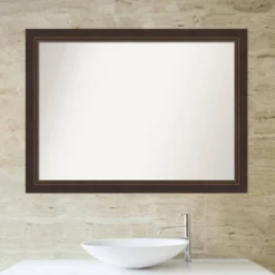 43" X 32" Non-Beveled Lara Wood Bathroom Wall Mirror Bronze - Amanti Art -Decor Haven Shop GUEST d17d66e7 ab7c 4bca 8e25 6dc2122c89f9