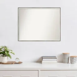 29" X 23" Non-Beveled Lucie Silver White Wood Wall Mirror - Amanti Art -Decor Haven Shop GUEST d2291175 1027 47a0 b5be 64e32402f6ae