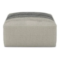 Irena Square Woven PET Polyester Pouf Gray/White - WyndenHall -Decor Haven Shop GUEST d2c63d8c 890e 448c b4f4 3e56699d3394