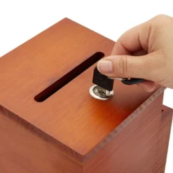 Juvale Wooden Suggestion Box With Lock And Keys, Brown Ballot Box With 50 Blank Suggestion Cards, Locking Lid And Side Slot For Donation, 7.5x7.1x5.5" -Decor Haven Shop GUEST d33e6eeb 20ea 4338 9ba7 559f41b331b5