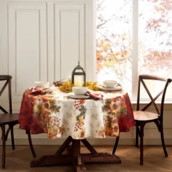 Swaying Leaves Bordered Fall Tablecloth - Red/White - Elrene Home Fashions -Decor Haven Shop GUEST d383bcae da04 4ebb 8263 15fb998c33bc