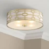 Stiffel Modern Art Deco Ceiling Light Flush Mount Fixture Gold 18" Wide Open Grid Fabric Drum Shade Bedroom Kitchen -Decor Haven Shop GUEST d4328b6f ea0b 4fa9 bb9e df6f591be791