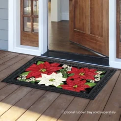 Briarwood Lane Festive Poinsettias Christmas Doormat Floral Holiday Indoor Outdoor 30" X 18" -Decor Haven Shop GUEST d569d359 a548 4278 b8bb ecee5a0c3151