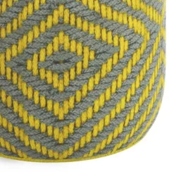 Elza Round Woven PET Polyester Pouf Gray/Yellow - WyndenHall -Decor Haven Shop GUEST d7e7493d abf3 46ec bb8f 0fe44df04707