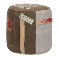 Canvas Pouf With Star Motif Brown - Olivia & May -Decor Haven Shop GUEST d8318ba2 c684 4c36 9d67 a37bc203f1c4