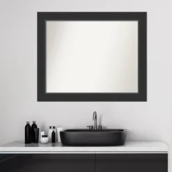 33" X 27" Non-Beveled Corvino Wood Bathroom Wall Mirror Black - Amanti Art -Decor Haven Shop GUEST d8812e13 474e 44e3 a014 68ff0e72c088