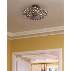 Franklin Iron Works Viera Rustic Ceiling Light Semi Flush Mount Fixture 20" Wide Bronze 3-Light Clear Cut Crystal Mosaic Bowl For Bedroom Living Room -Decor Haven Shop GUEST d894abde a37c 4261 a755 d1dc3be6f47b