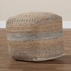 Grange Handwoven Hemp Moroccan Inspired Pouf Ottoman Natural/Gray - Baxton Studio -Decor Haven Shop GUEST d8cd1bc2 73f9 406b 98a9 bed404c3f9dc