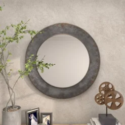 Industrial Metal Wall Mirror Gray - Olivia & May -Decor Haven Shop GUEST d91cced5 19b1 4a20 8f22 ef9fc675b1b7