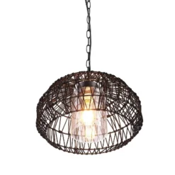 Globe Electric Novogratz X Globe Diego 1-Light Matte Black Woven Fabric Outdoor Plug-In Pendant Light -Decor Haven Shop GUEST da70f1da 6122 4db5 85f1 f6247ee40450