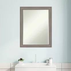 Amanti Art Greywash Petite Bevel Wood Bathroom Wall Mirror 27.5 X 21.5 In. -Decor Haven Shop GUEST db6104c2 9aa6 49bd 976c 4e35f031b68e