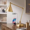 360 Lighting Wray Modern Desk Lamp 26 3/4" High Warm Brass Metal With USB Charging Port Adjustable Arm Head For Bedroom Living Room Bedside House Home -Decor Haven Shop GUEST dbce442d 9a22 44b9 9673 5da71137a591