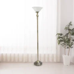 1 Light Torchiere Floor Lamp With Marbleized Glass Shade Antique Brass - Elegant Designs -Decor Haven Shop GUEST dbefd9eb 6ad8 41ae a9bd 85b142ee9654