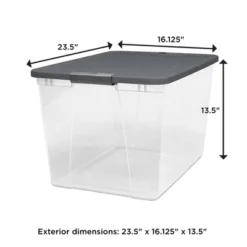 Homz 64-Quart Clear Plastic Stackable Storage Bin With Lid Container Box With Latching Handles For Home Garage Organization, Gray (2 Pack) -Decor Haven Shop GUEST dc6a0740 a26b 4c53 9a98 b2271da6b49f