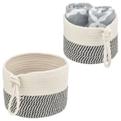 MDesign Woven Cotton Rope Bathroom Basket With Tie Handle, Set Of 2 -Decor Haven Shop GUEST dd4f8e76 b2e4 4009 929f 13fa06f3dcae