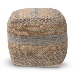 Grange Handwoven Hemp Moroccan Inspired Pouf Ottoman Natural/Gray - Baxton Studio -Decor Haven Shop GUEST de6c9ef5 4225 4aca 9d5e 182b4ee5e55f