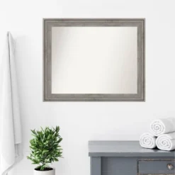 33" X 27" Non-Beveled Regis Barnwood Gray Wood Bathroom Wall Mirror - Amanti Art -Decor Haven Shop GUEST dece68e2 7571 43b7 a451 4b9891fcacc1