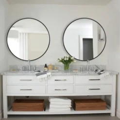 Eranthe Wall Mounted Round Mirror With Brushed Metal Frame For Bathroom, Vanity, Living Room, Bedroom, Entryway Wall Decor - The Pop Home -Decor Haven Shop GUEST dedfac0f 3846 427a 8614 e0f53d48bf77