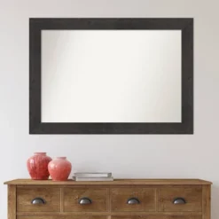 42" X 30" Non-Beveled Rustic Plank Espresso Wall Mirror - Amanti Art -Decor Haven Shop GUEST df9d1ced 4d67 433c ada2 8e6b140135f4