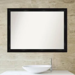 42" X 31" Non-Beveled Grand Narrow Bathroom Wall Mirror Black - Amanti Art -Decor Haven Shop GUEST dfc822ee 5dd0 4483 9ced 7845f9e0ba54