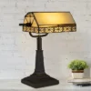 Hastings Home Tiffany Style Bankers LED Desk Lamp – 16" High, Dark Brown -Decor Haven Shop GUEST e093c69c e6d4 4837 8039 f9be9ce37045