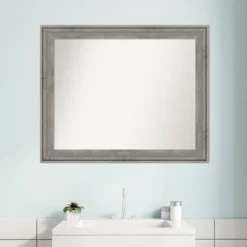 33" X 27" Non-Beveled Regis Barnwood Gray Wood Bathroom Wall Mirror - Amanti Art -Decor Haven Shop GUEST e0ce6e54 881e 4fa1 bc16 da5fecfb9c86