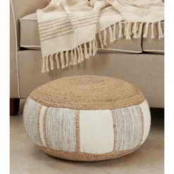 Saro Lifestyle Woven Pouf, 20"x10" Round, Natural -Decor Haven Shop GUEST e10111a4 8b0a 4b98 98cf 3109ebc1b99e