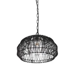 Globe Electric Novogratz X Globe Diego 1-Light Matte Black Woven Fabric Outdoor Plug-In Pendant Light -Decor Haven Shop GUEST e19db0ab 1969 42b6 a5d0 0c142f1ffee9