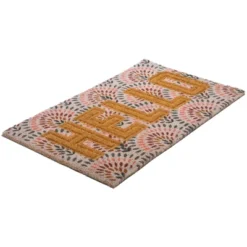 Northlight Brown And Pink "Hello" Floral Coir Outdoor Doormat 18" X 30" -Decor Haven Shop GUEST e1f747e4 1e56 4330 87be 58ad2ba4b83f